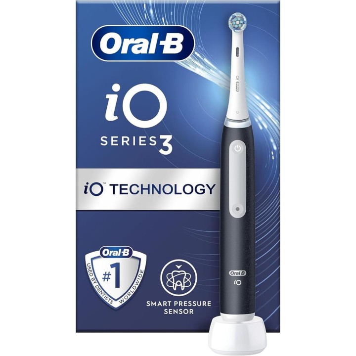 Braun Oral-B Cepillo de Dientes IO3 MattBlack Estuche de Viaje+Sensor de Presión (IOG3.1B6.2K)