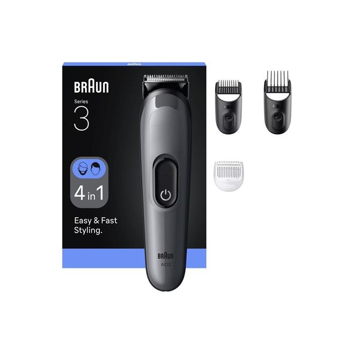 Braun AIO3500 Recortadora 4 en 1 Barba, Cabello y Cuerpo