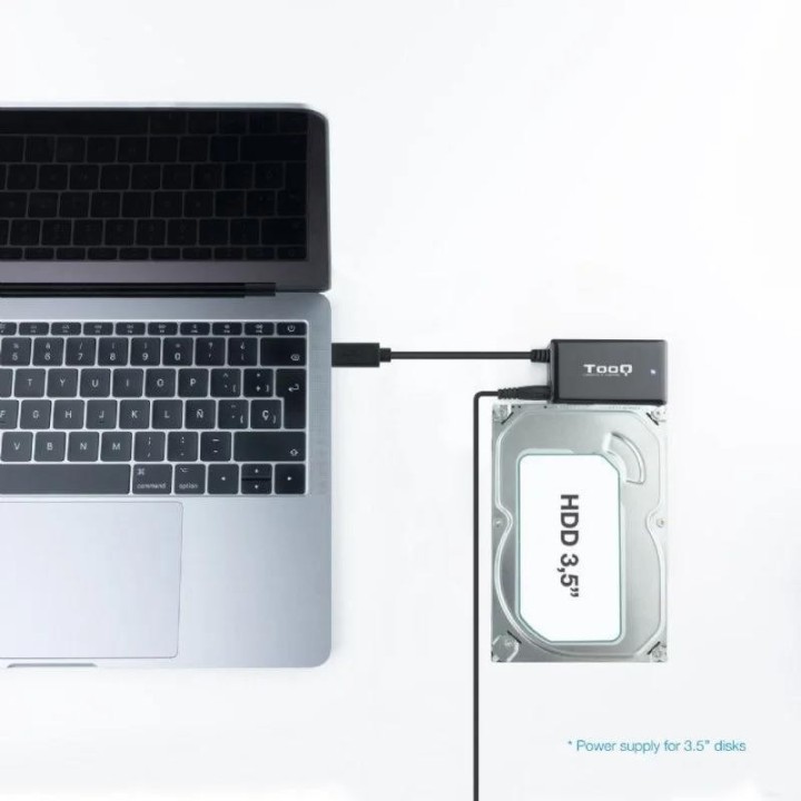 ADAPTADOR USB 3.0 USB-C TOOQ DISCO DURO SATA 2.5/3.5 ALIMENTADOR BLACK