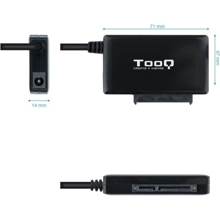 ADAPTADOR USB 3.0 USB-C TOOQ DISCO DURO SATA 2.5/3.5 ALIMENTADOR BLACK