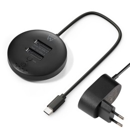 Ewent EW7078 base de conexión para disco duro USB 3.2 Gen 1 (3.1 Gen 1) Type-C Negro