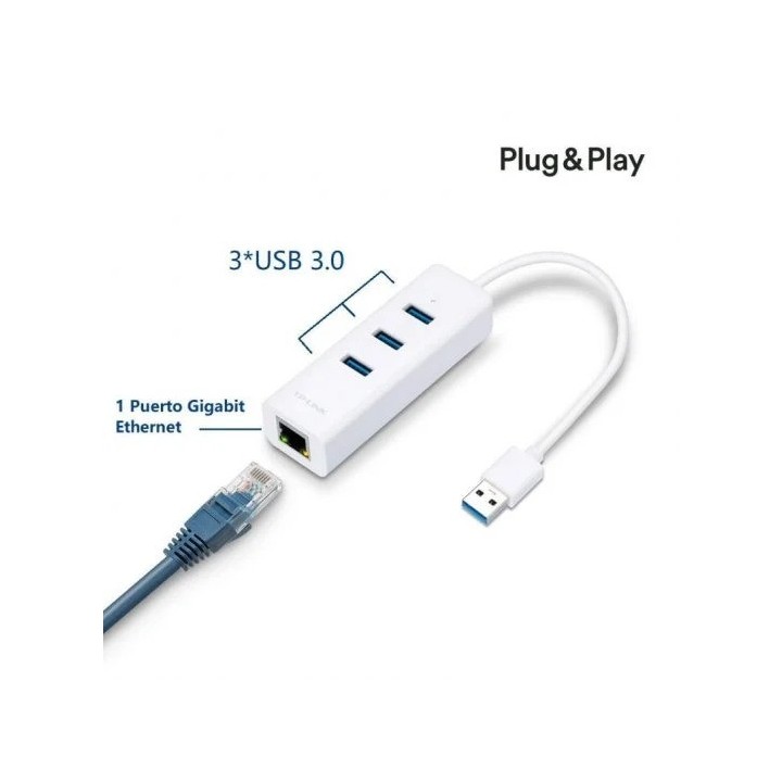 ADAPTADOR TP-LINK USB 3.0 A LAN RJ-45 GIGABIT + HUB USB 3.0