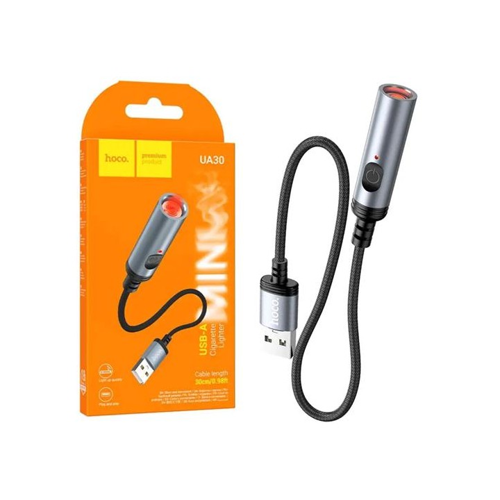 Hoco UA30 Mechero para Coche con Conexión USB-A y cable 30cm