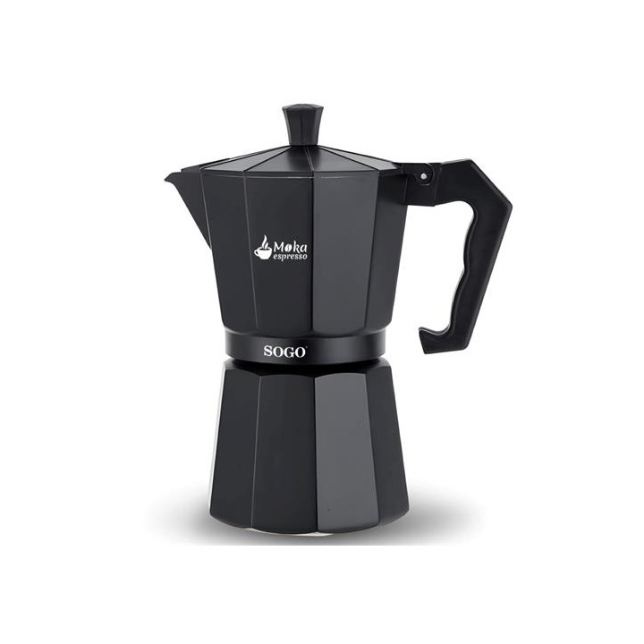 Sogo Moka Cafetera Italiana compatible con Inducción 6 Tazas Negra (CAL-SS-7610)