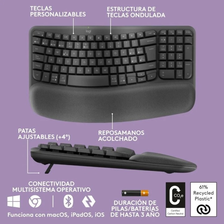 TECLADO LOGITECH WAVE KEYS BLUETOOTH BLACK