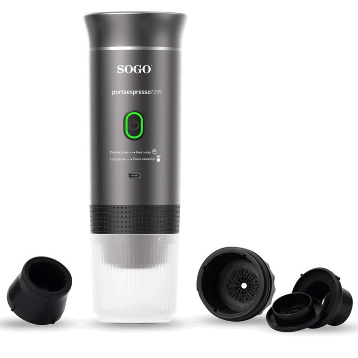 Sogo Cafetera Portátil Recargable para cápsulas y café molido 20 Bar (CAF-SS-5622)