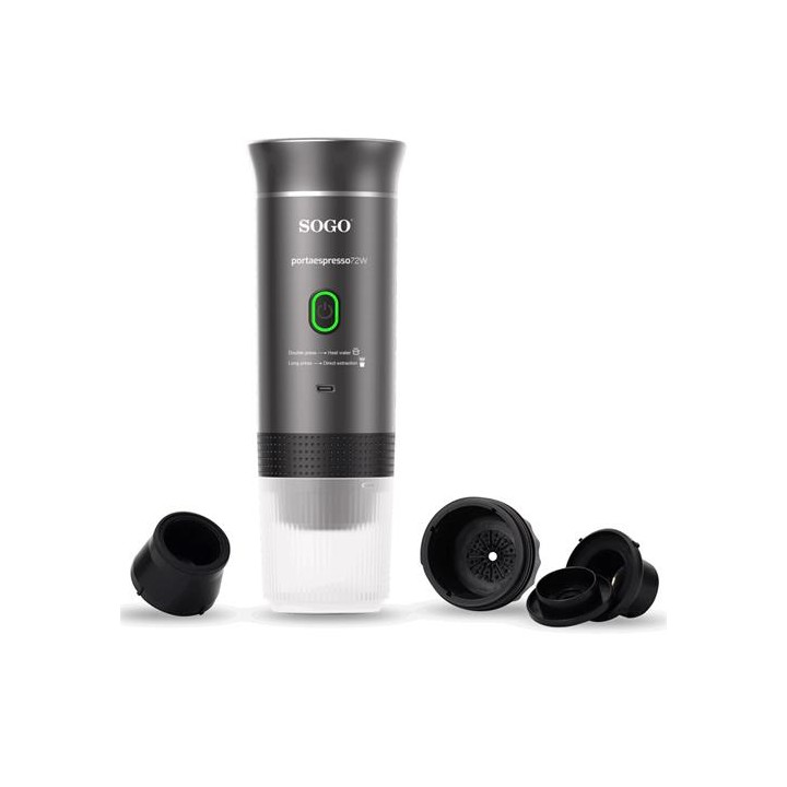 Sogo Cafetera Portátil Recargable para cápsulas y café molido 20 Bar (CAF-SS-5622)