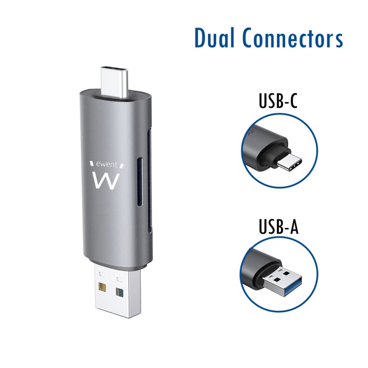 EWENT EW1075 MULTILECTOR TARJETAS USB 3.0 TIPO C/ TIPO A NEGRO