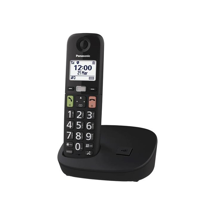 Panasonic KX-TGU110EXB Teléfono Inalámbrico con Teclas Grandes Negro