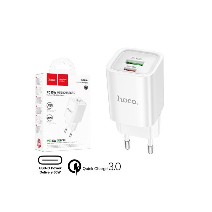 Hoco C149A Cargador Cham PD30W+QC3.0 EU White