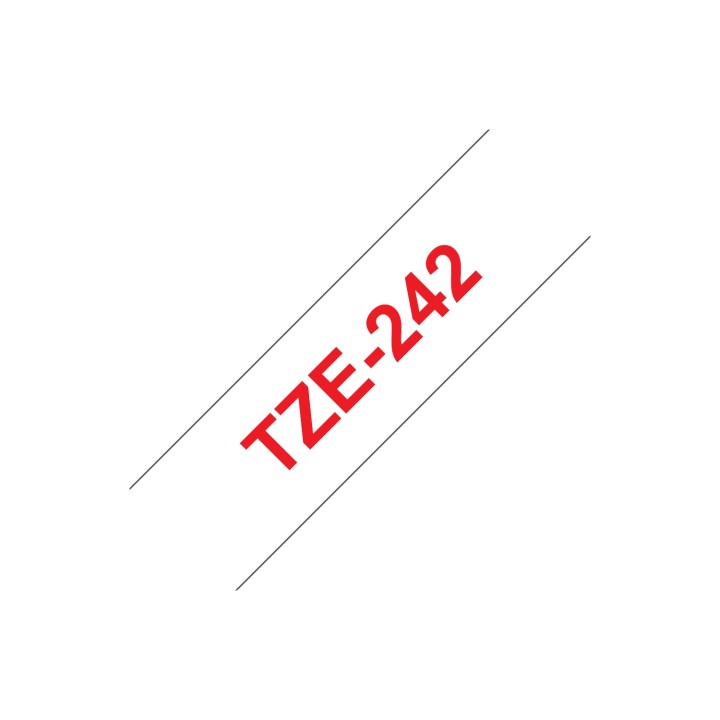 CINTA LAMINADA BROTHER TZE-242 BLANCO/ROJO 18mm 8 m