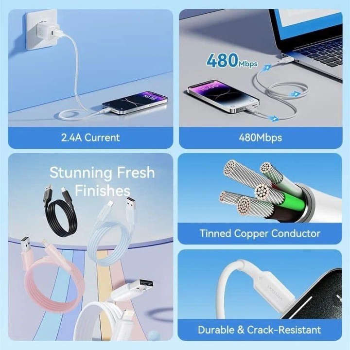 CABLE VENTION USB-A 2.0 - LIGHTNING 2.4A 1M BLACK