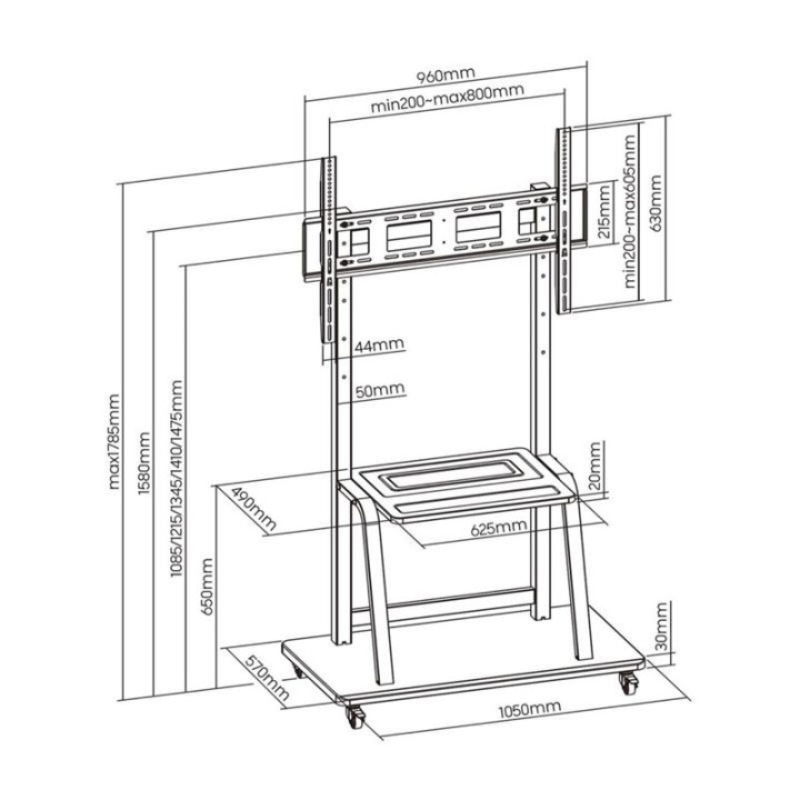 SOPORTE TV MONITOR AISENS SUELO CON RUEDAS 37-100 150KG BLACK/SILVER