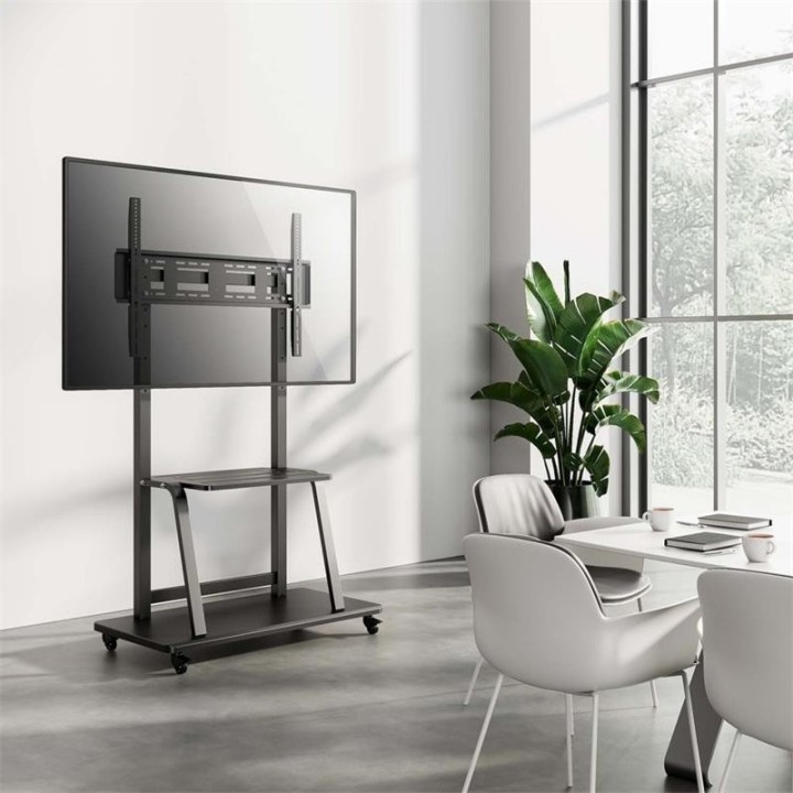 SOPORTE TV MONITOR AISENS SUELO CON RUEDAS 37-100 150KG BLACK/SILVER