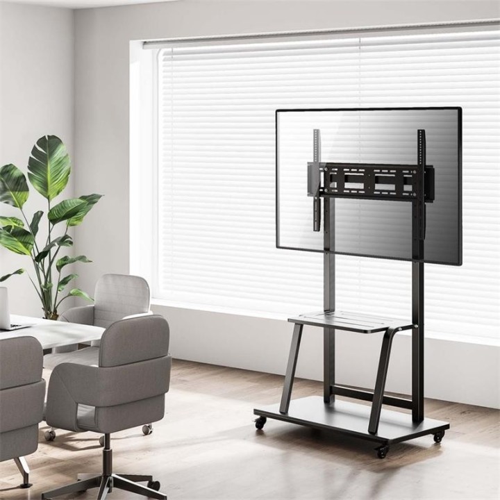 SOPORTE TV MONITOR AISENS SUELO CON RUEDAS 37-100 150KG BLACK/SILVER