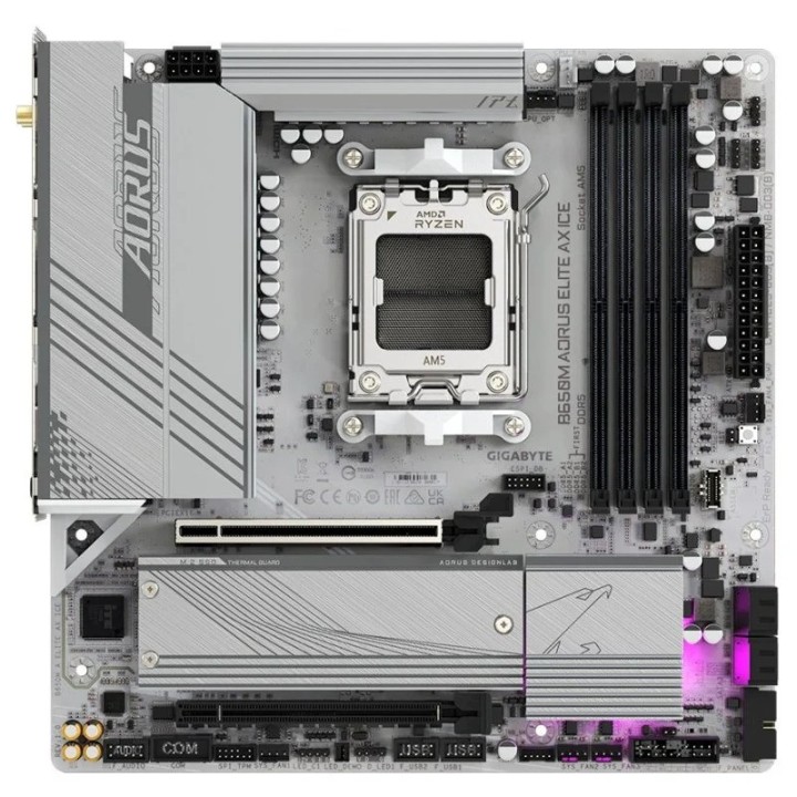 PLACA BASE GIGABYTE GA-B650M-AORUS ELITE AX ICE AM5 MATX 4XDDR5 WIFI HDMI DP