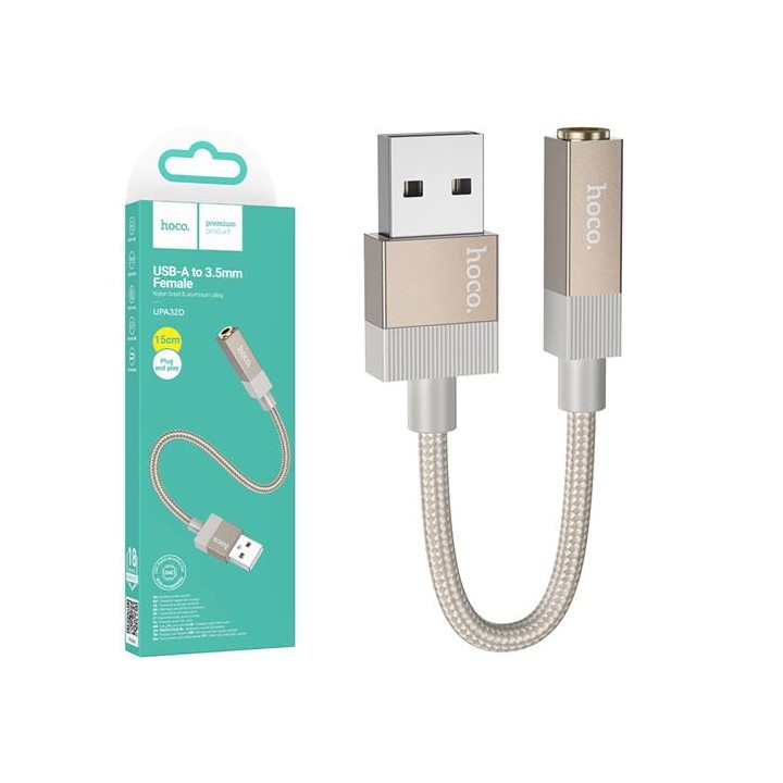 Hoco UPA32D Cable USB-A a Jack 3.5mm Dorado