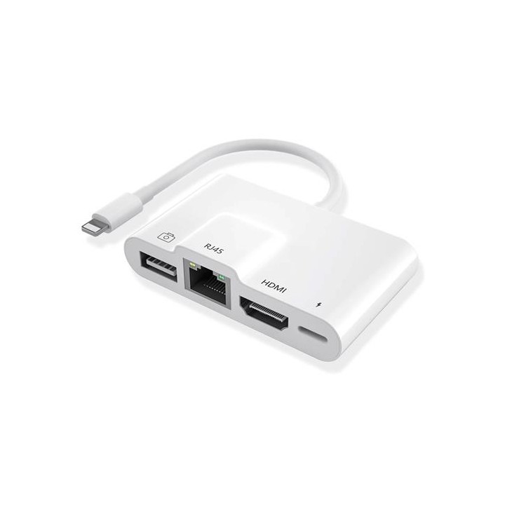 Adaptador Compatible Lightning a Ethernet, HDMI y USB (THT-022)
