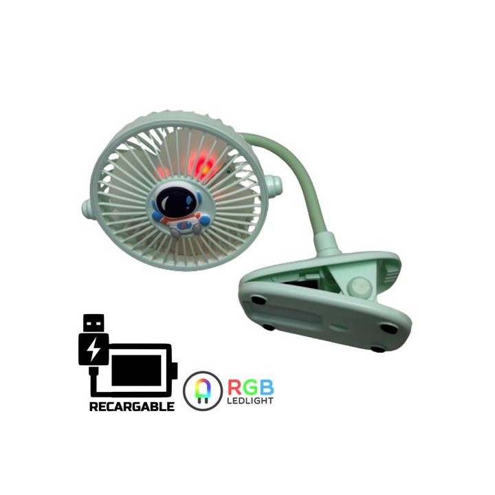 Beijiaju Ventilador BJJ8081 Recargable USB con Clip de Ajuste