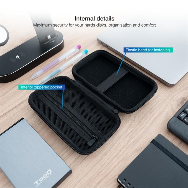 FUNDA TOOQ PARA DISCO DURO EXTERNO DE 2,5 BLACK