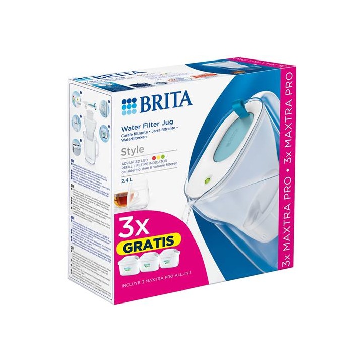 Brita Style Jarra Filtrante Azul con 3 Filtros Maxtra Pro