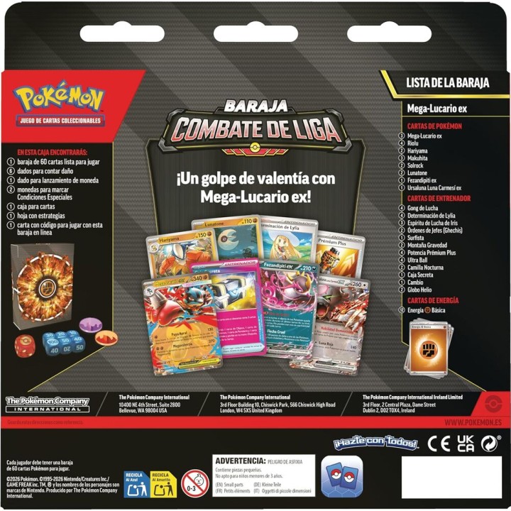 Baraja cartas Combate de Liga de Mega-Lucario ex de JCC Pokemon español