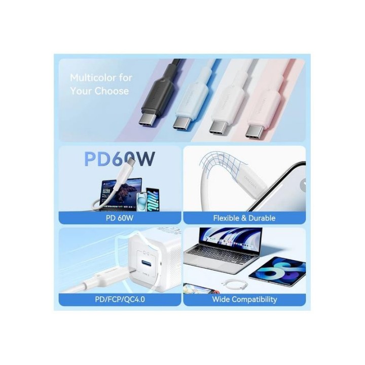 CABLE USB-C 2.0 VENTION TIPO USB-C/M - USB-C/M 3A 1M BLUE