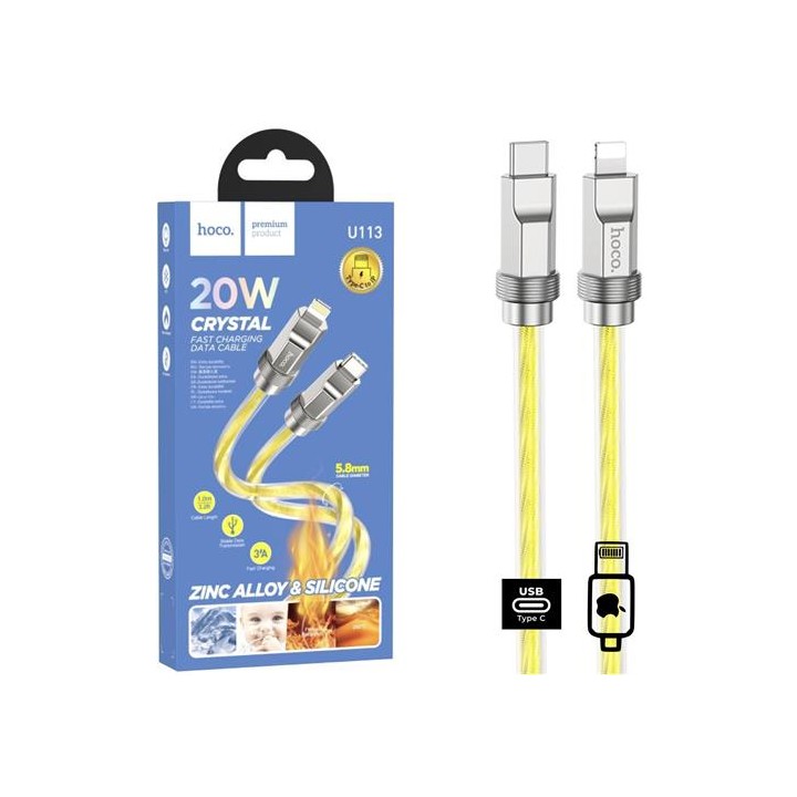 Cable USB-C a Lightning 1 metro 20W Hoco U113 Metálico Reforzado Oro