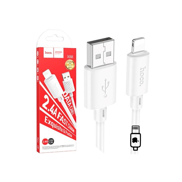 Cable USB a Lightning 1 metro Hoco X88 Blanco
