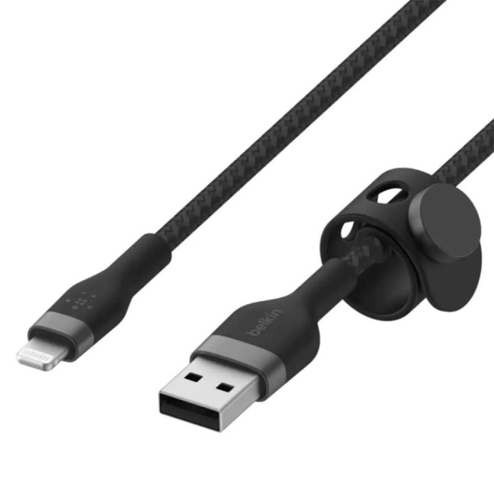 Cable USB -A a Lightning 3 Metros Belkin Trenzado Negro (CAA010DS3MBK)