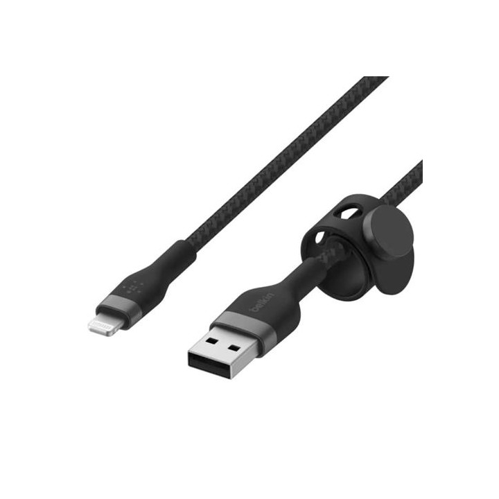 Cable USB -A a Lightning 3 Metros Belkin Trenzado Negro (CAA010DS3MBK)