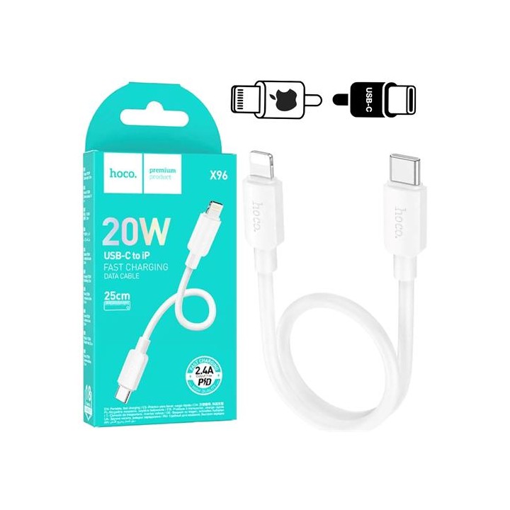 Cable USB-C a Lightning 0.25 metros 20w Hoco X96 Blanco