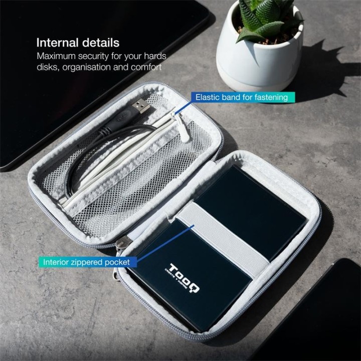 FUNDA TOOQ PARA DISCO DURO EXTERNO DE 2,5 GREY