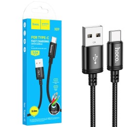 Cable Usb-A a Usb-C 3.0A 2 metros Hoco X89 Negro