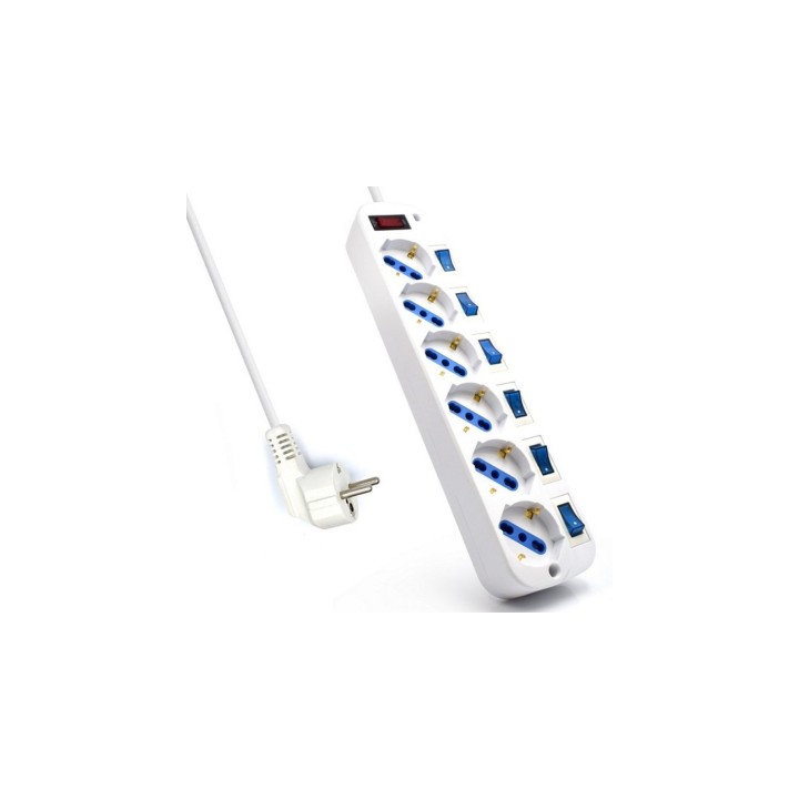 REGLETA EWENT EW3932-3M 6 TOMAS 6 INTERRUPTORES 3 MT.