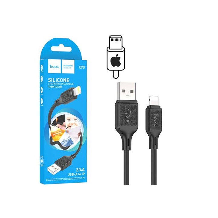 Hoco X90 Cable Cool Silicone Lightning Black