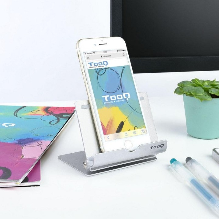 SOPORTE TOOQ SOBREMESA PARA SMARTPHONE/TABLET 10 INCLINABLE/360º SILVER