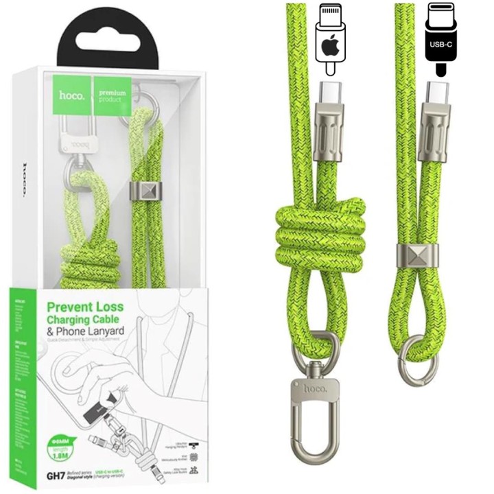 Hoco GH7 Colgante para Móvil con Cable USB-C a Lightning 1.8m Fluorescent Green