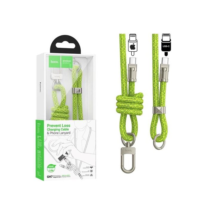 Hoco GH7 Colgante para Móvil con Cable USB-C a Lightning 1.8m Fluorescent Green