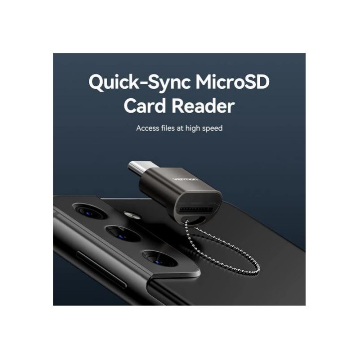 LECTOR DE TARJETAS EXTERNO VENTION USB-C MICROSD BLACK