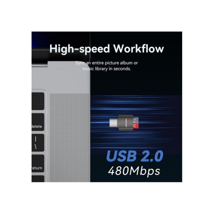 LECTOR DE TARJETAS EXTERNO VENTION USB-C MICROSD BLACK