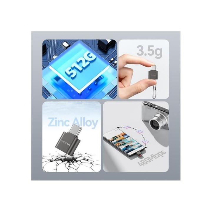 LECTOR DE TARJETAS EXTERNO VENTION USB-C MICROSD BLACK