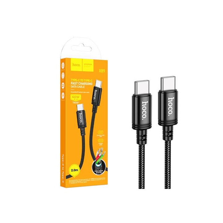 Cable Usb-C a Usb-C 60W 2 metros Hoco X89 Negro