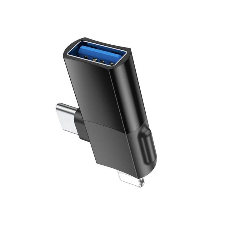 Hoco UA17 Adaptador 2-1 USB-A a USB-C y Lightning