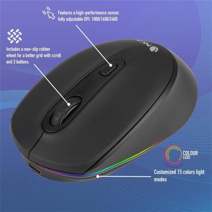 RATON NGS SMOG MULTIDEVICE WIRELESS BLUETOOTH RECARGABLE LED BLACK