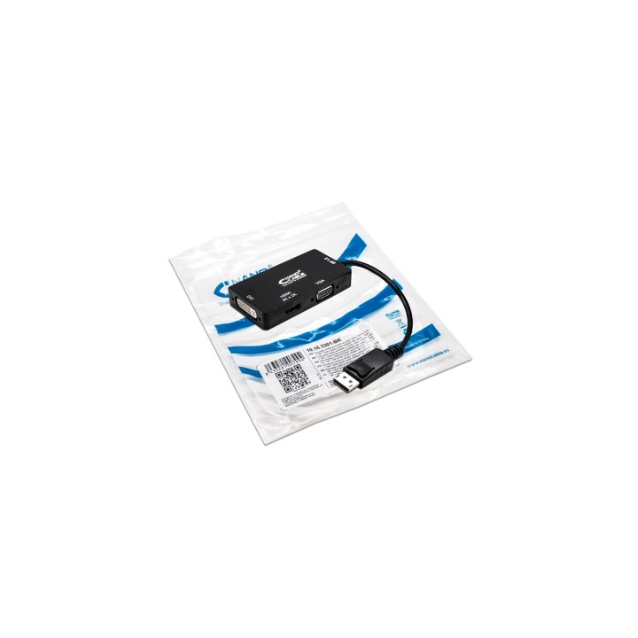 ADAPTADOR CONVERSOR DISPLAYPORT M A VGA / DVI / HDMI H 0.15MT NANOCABLE NEGRO 10.16.3301-BK