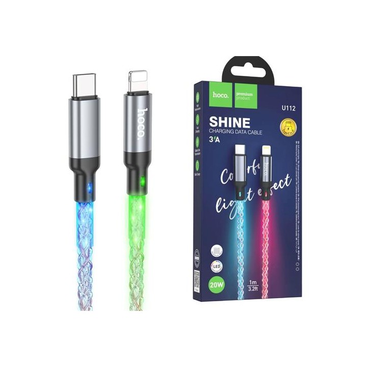 Cable USB-C a Lightning 1 metro 20W Hoco U112 Colores Luminoso