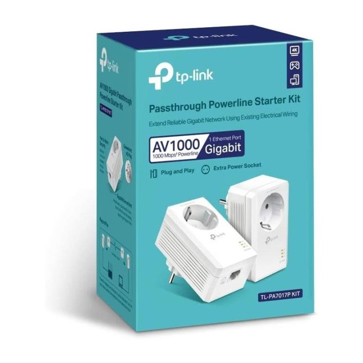 POWERLINE TP-LINK TL-PA7017P KIT ETHERNET 2UDS + ENCHUFE