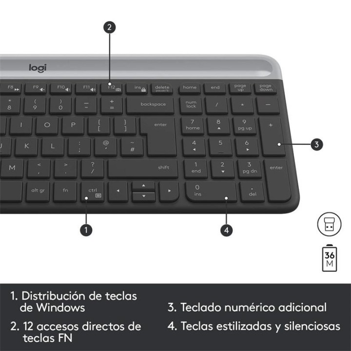 TECLADO + RATON LOGITECH MK470 SLIM WIRELESS SILENT