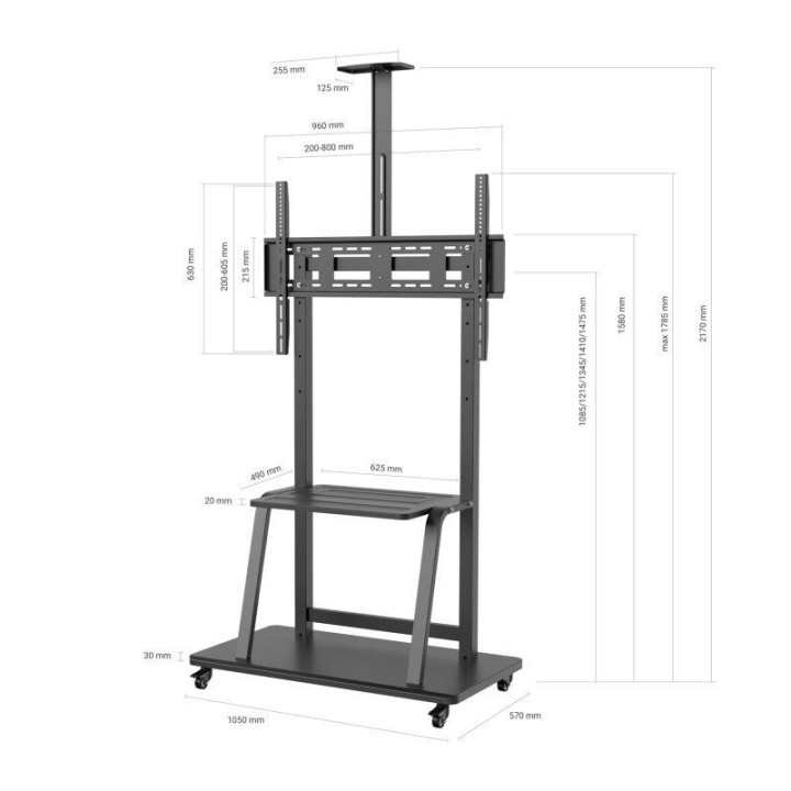 SOPORTE TV MONITOR AISENS SUELO CON RUEDAS 37-100 150KG BLACK